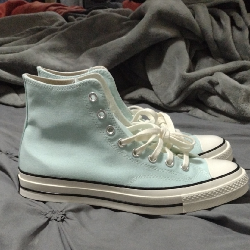 Converse Blue and White High-Top Sneakers